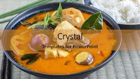 Presentation with thai food - PPT layouts with south indian food - thai fish soup in bowl background and a gold colored foreground