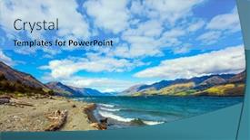  Presentation with beautiful mountains river lake sky nature - PPT theme consisting of south-island-cirrus-clouds-fly background and a light blue colored foreground