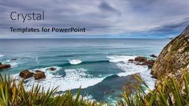  Presentation with new zealand - PPT theme consisting of south-island-new-zealand background and a light blue colored foreground