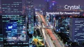  Presentation with korea - Amazing PPT theme having south korea - gangnam district seoul backdrop and a violet colored foreground