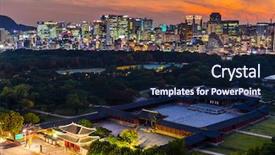  Presentation with night city - Cool new presentation design with south korea - historical grand palace in seoul backdrop and a wine colored foreground