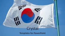  Presentation with korea flag - Beautiful presentation featuring south korean flag with blue backdrop and a teal colored foreground