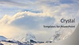  Presentation with house snow mountain - PPT theme featuring south pole - beautiful snow-capped mountains in antarctica background and a light gray colored foreground
