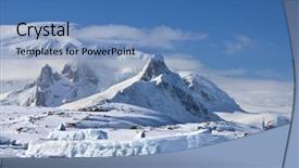  Presentation with blue sky - Colorful PPT theme enhanced with south pole - beautiful snow-capped mountains backdrop and a teal colored foreground