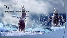  Presentation with water drops - Beautiful PPT theme featuring south pole - penguin on the ice backdrop and a light blue colored foreground