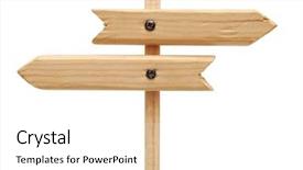  Presentation with blue aged wood sign - PPT layouts with south pole - wooden arrows road sign isolated background and a white colored foreground