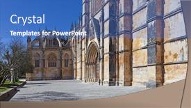  Presentation with world heritage - Slide set featuring south-portal-of-the-abey background and a teal colored foreground