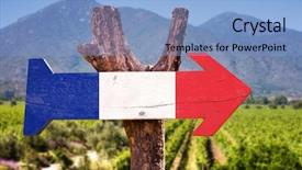  Presentation with france flag - Cool new slide deck with south west - france flag wooden sign backdrop and a light blue colored foreground