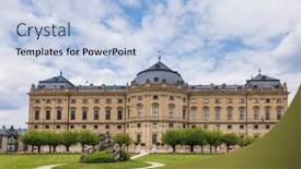  Presentation with world heritage - Colorful presentation theme enhanced with south-wing-of-baroque-wurzburg backdrop and a light blue colored foreground
