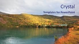  Presentation with river valley - Slide deck consisting of southamerica - national park chile - torres background and a  colored foreground