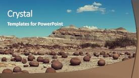  Presentation with stones - Presentation theme with southamerica - round stones ischigualasto national park background and a teal colored foreground