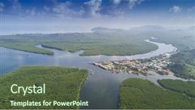  Presentation with fishing - Beautiful slide set featuring southeast asia - aerial drone view of small backdrop and a tawny brown colored foreground