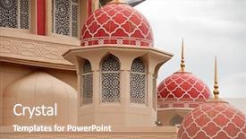  Presentation with architecture mosque - Audience pleasing theme consisting of southeast asia - architecture of mosque with red backdrop and a coral colored foreground