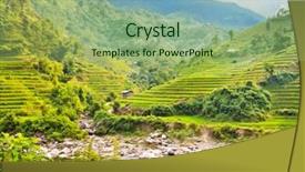  Presentation with rice terraces - PPT layouts featuring southeast asia - green rice field terraces background and a mint green colored foreground