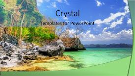  Presentation with panoramic - Slide deck featuring southeast asia - panoramic view of deserted tropical background and a light blue colored foreground