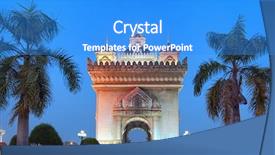  Presentation with victory - Slide deck enhanced with southeast asia - patuxai arch monument victory gate background and a cobalt blue colored foreground