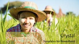  Presentation with powdered - Theme enhanced with southeast asia - portrait of a myanmar female background and a yellow colored foreground