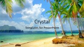  Presentation with tropical beach party - Presentation theme with southeast asia - tropical beach background and a light blue colored foreground