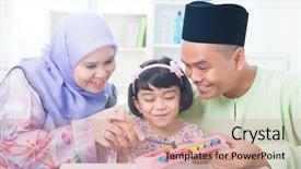  Presentation with music instrument - Slides consisting of southeast asian family playing music background and a coral colored foreground