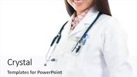  Presentation with medical student - Colorful slide deck enhanced with southeast asian medical student standing over white background backdrop and a sky blue colored foreground