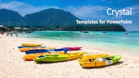  Presentation with krabi - Presentation theme having southeast asian nations - colorful kayaks at ao loh background and a teal colored foreground