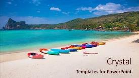  Presentation with colorful - Presentation theme having southeast asian nations - colorful kayaks at ao loh background and a lemonade colored foreground