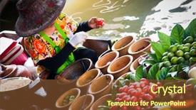  Presentation with market integration - Amazing slide deck having southeast asian nations - floating market near bangkok thailand backdrop and a tawny brown colored foreground