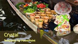  Presentation with floating - Amazing PPT theme having southeast asian nations - floating market near bangkok thailand backdrop and a tawny brown colored foreground