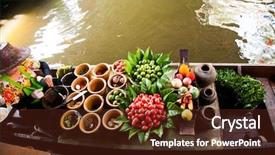  Presentation with thailand - Cool new slide deck with southeast asian nations - floating market near bangkok thailand backdrop and a tawny brown colored foreground