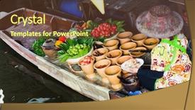  Presentation with labour market - PPT theme enhanced with southeast asian nations - floating market near bangkok thailand background and a tawny brown colored foreground