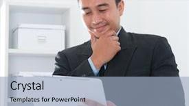  Presentation with people thought - Beautiful presentation featuring southeast asian people online ebusiness backdrop and a light blue colored foreground