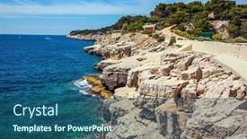  Presentation with eco friendly - Beautiful presentation theme featuring southern-fjords-picturesque-bays backdrop and a ocean colored foreground