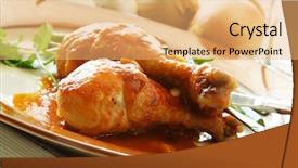 Presentation with food chicken - Amazing PPT theme having southern food - baked chicken in tomato sauce backdrop and a yellow colored foreground