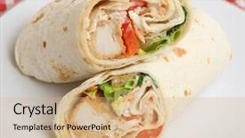  Presentation with fried chicken - Presentation consisting of wraps - southern fried chicken wrap sandwich background and a coral colored foreground