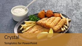  Presentation with catfish - Presentation theme having catfish - southern fried fish plate american background and a gold colored foreground