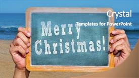  Presentation with merry christmas - Slides enhanced with southern hemisphere - someone holding a chalkboard background and a teal colored foreground