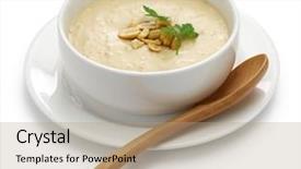  Presentation with cuisine moleculaire - Theme with southern peanut soup american cuisine background and a coral colored foreground