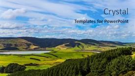  Presentation with forests - Beautiful PPT theme featuring southern-scenic-road-green-fields backdrop and a light blue colored foreground