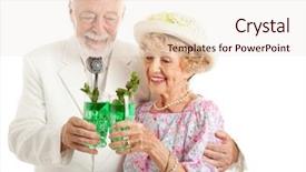  Presentation with kentucky - Colorful slide deck enhanced with southern senior couple enjoying traditional mint julep coctails to celebrate the kentucky derby isolated on white backdrop and a sky blue colored foreground