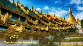  Presentation with shwedagon pagoda - Slide set enhanced with southern-staircase-leading-to-shwedagon background and a tawny brown colored foreground