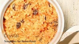  Presentation with salad - Amazing slide set having southern-style-carrot-raisin-salad backdrop and a yellow colored foreground