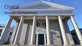  Presentation with church building - PPT theme having southern style church with columns background and a teal colored foreground