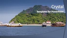  Presentation with lng - Audience pleasing PPT theme consisting of southestern part of ha lng backdrop and a ocean colored foreground