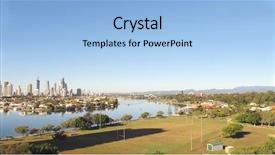  Presentation with gold and turqouise - Colorful slide set enhanced with southport - gold coast city nerang river backdrop and a light blue colored foreground