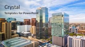  Presentation with southwest - Beautiful theme featuring southwest - phoenix arizona usa cityscape backdrop and a light blue colored foreground