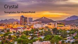  Presentation with mountaintop - Slides with southwest - tucson arizona usa downtown skyline background and a yellow colored foreground