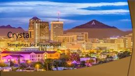  Presentation with mountaintop - Colorful theme enhanced with southwest - tucson arizona usa downtown skyline backdrop and a gold colored foreground