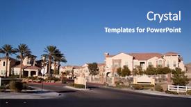  Presentation with southwest - Cool new PPT theme with southwest architecture style suburban neighborhood homes backdrop and a teal colored foreground