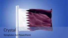  Presentation with qatar flag - Amazing PPT layouts having flag of qatar flying backdrop and a teal colored foreground