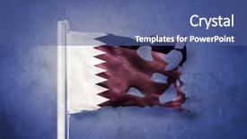  Presentation with qatar flag - Colorful slide deck enhanced with torn flag of qatar flying backdrop and a ocean colored foreground